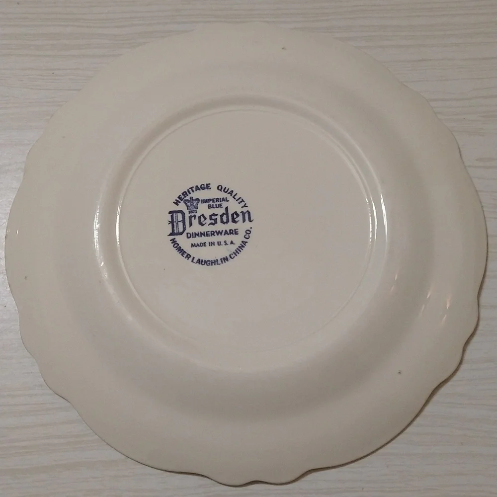 Vintage Homer Laughlin Dresdan Imperial Blue 10" Dinner Plate - Picture 2 of 2
